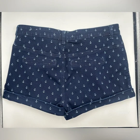 Rue21 High Rise Sailor Shorts Size 7/8 Nautical Anchor Print 2” Cuffed Inseam - Picture 2 of 9